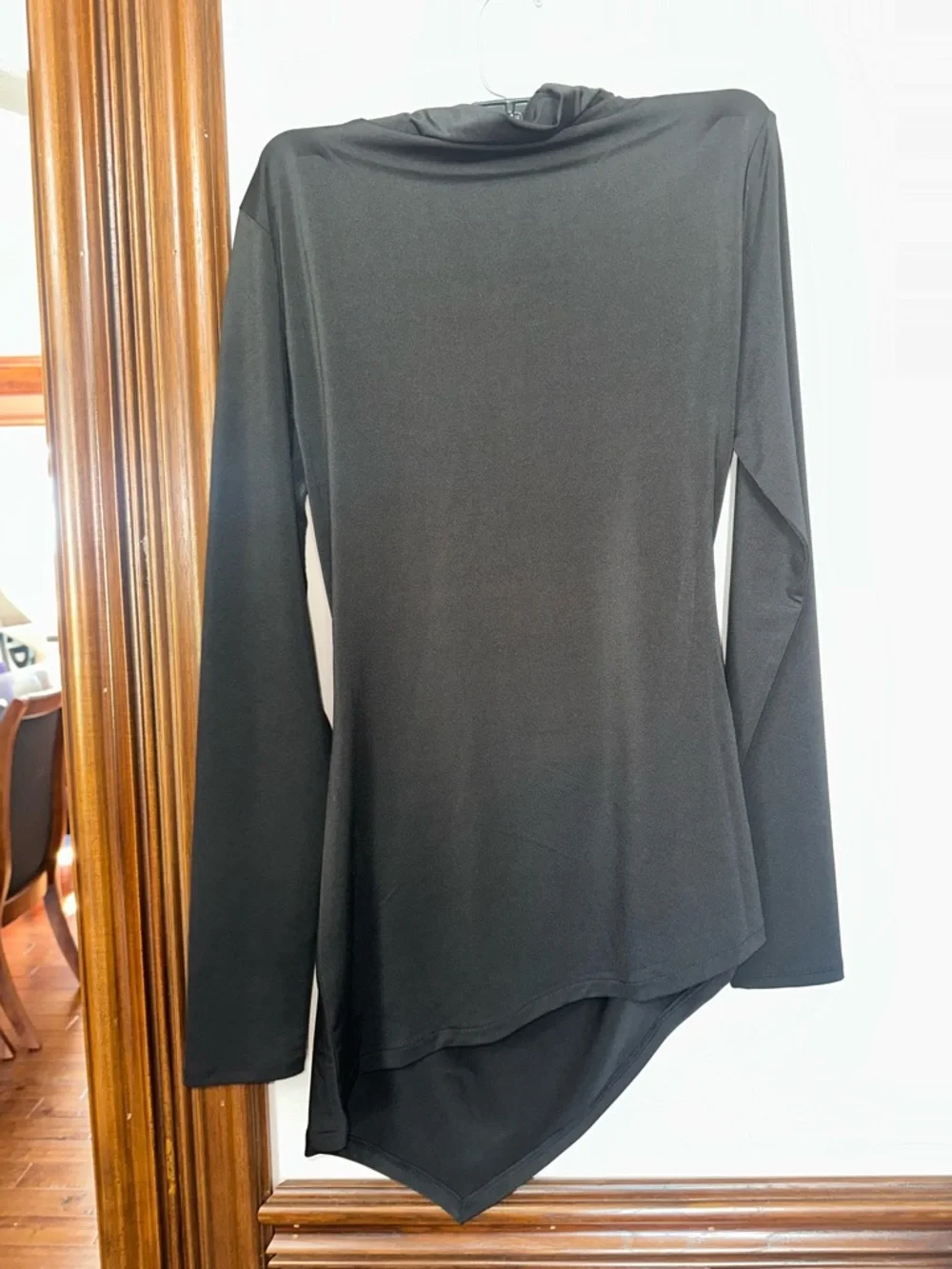 Open Edit Asymmetric Black Long Sleeve Top - Picture 2 of 3